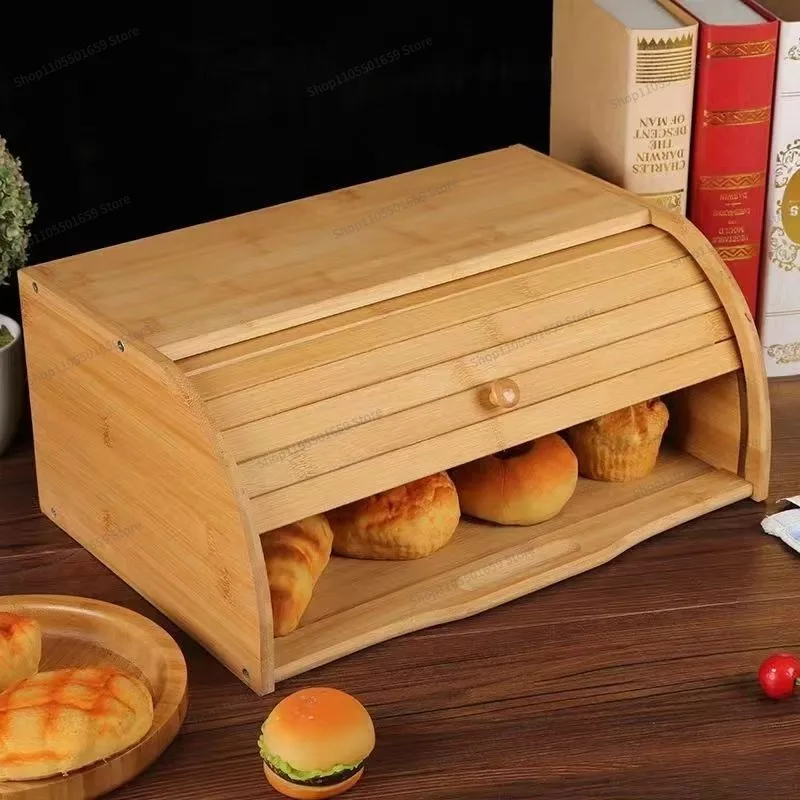 For multi-layer bamboo bread box, wooden portable enlarged storage box, wooden food storage box