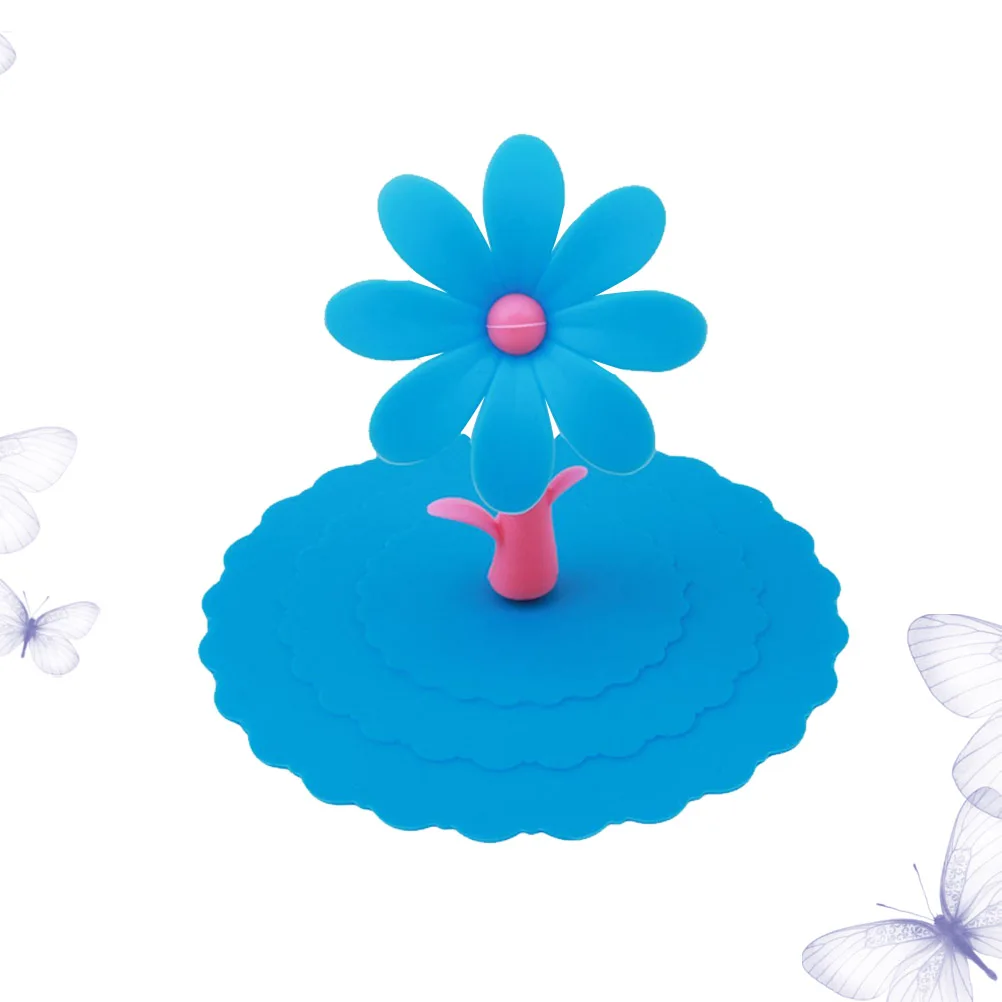 

Sunflower Shape Silicone Cup Lid Creative Sealed Leakproof Mug Cover Anti-Dust Drink Cup Lid Cartoon Pattern Random Color