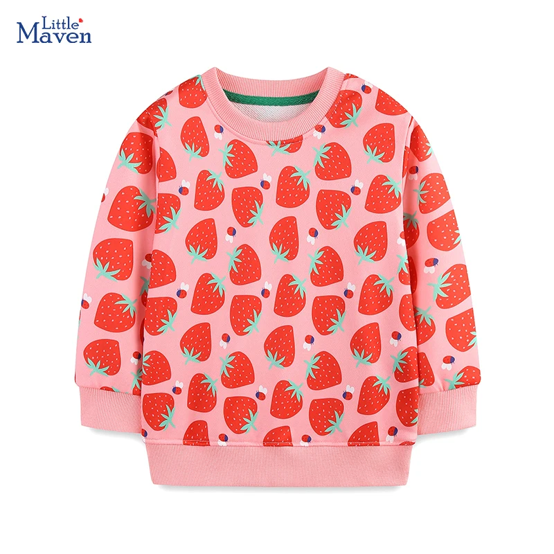 Little maven Kids Sweatshirts Straberry Baby Girls Long Sleeve Tops for Girls Clothes Autumn Spring Girls Children's Clothing