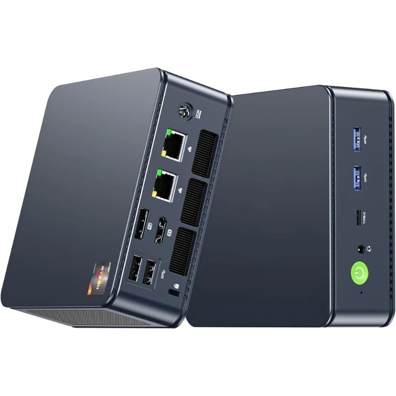

Gaming Mini PC AMD Ryzen 7 5825U 32GB RAM 1TB SSD Dual 2.5GbE LAN WiFi 6E Triple 4K Display USB C DP HDMI