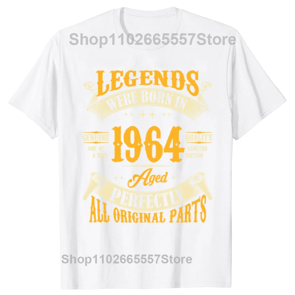 Funny 60th Birthday T Shirts Legends Were Born in 1964 Summer Graphic Cotton Vintage 60 Years Old Short Sleeve T-shirt Men