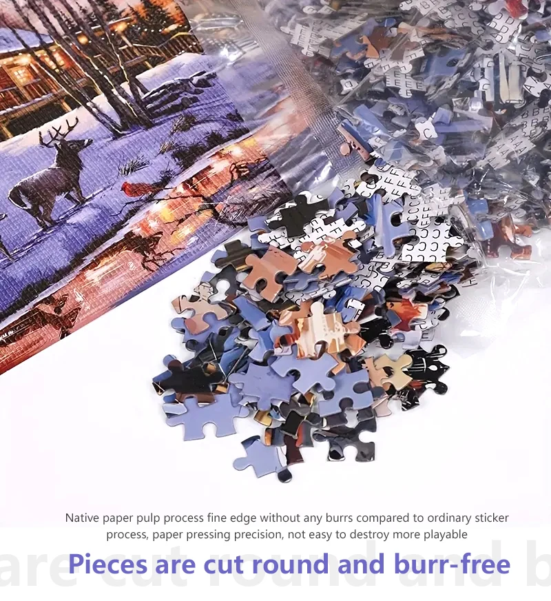 70cm * 50cm 1000 pçs inverno neve cottage coleção quebra-cabeça quebra-cabeça adulto alívio do estresse quebra-cabeça decoração do escritório decoração da parede casa