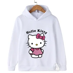 2024Hello Kitty Hoodie Kids Clothes Girls Clothing Fashion Baby Boy Clothes Autumn Warm Sweatshirts Kids Tops