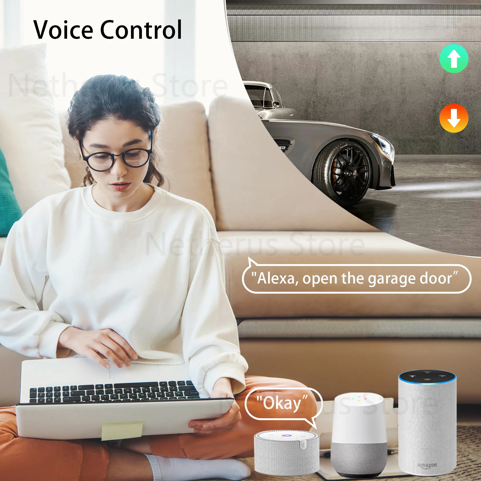 Tuya WiFi/Zigbee abridor de puerta inteligente módulo controlador de puerta Compatible con Alexa Echo Google Home Siri