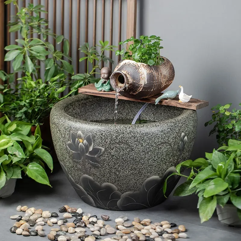 Commercial landscaping ceramic large tank balcony floor goldfish tank ceramic pot circulating water old-fashioned water tanks