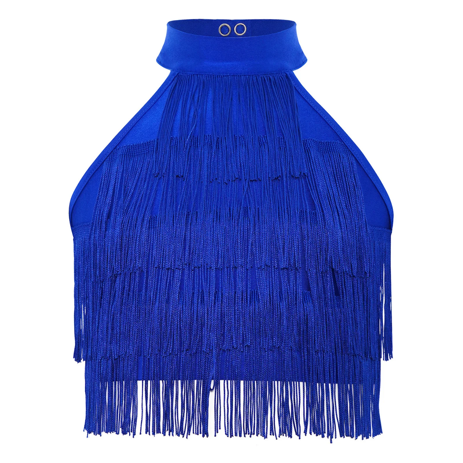 Kids Girls Latin Dance Crop Top Salsa Rumba Samba Performance Competition Costume Sleeveless Strappy Back Tiered Tassels Vest