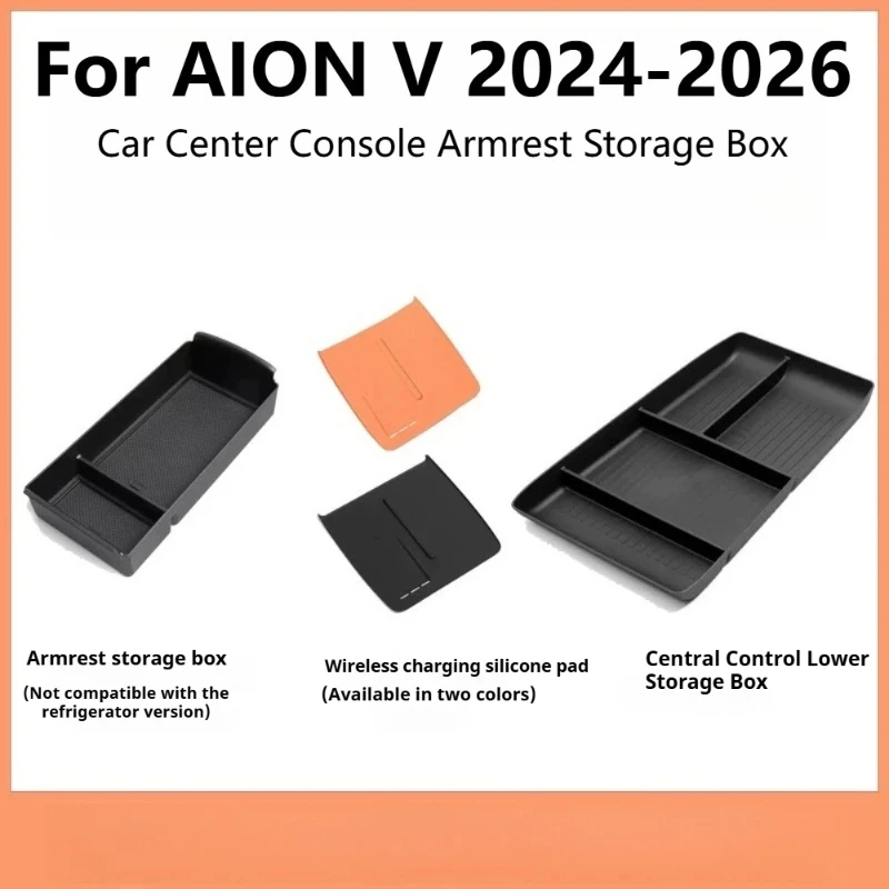 For GAC AION V 2024-2026 Car Center Console Armrest Storage Box Wireless Charging Silicone Pad Interior Accessories