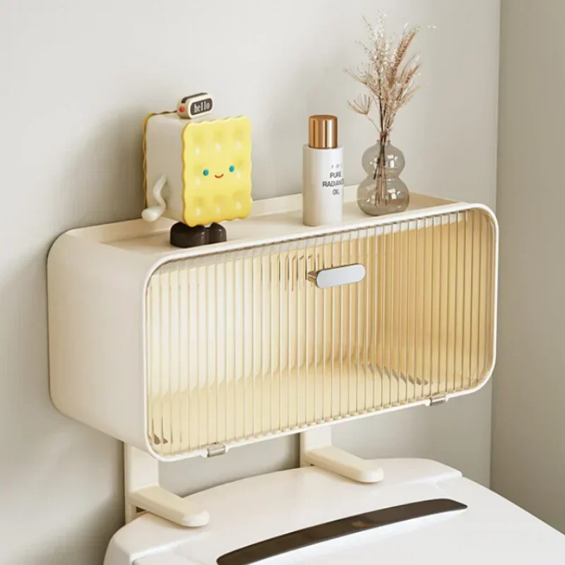 Household Above The Toilet No Punching Storage Rack Bathroom Wall Hanging Racks Dust proof Cabinet for Bathroom
