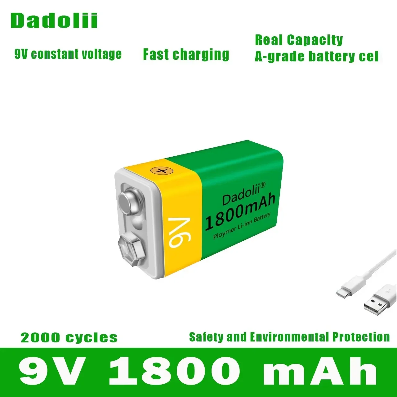 9 فولت 1800 مللي أمبير بطارية ليثيوم أيون قابلة للشحن مايكرو USB بطاريات 9 فولت ليثيوم لعبة ميكروفون متعدد التحكم عن بعد KTV استخدام