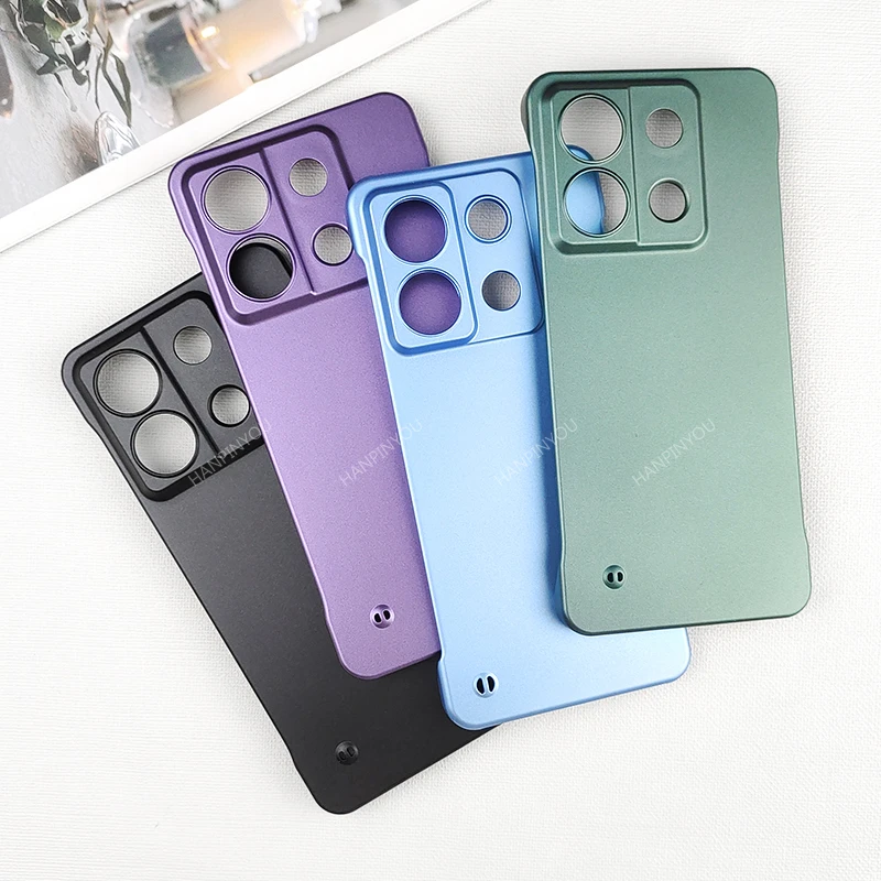 Luxury Cases For Xiaomi Redmi Note 13 12 Note13 Note12 Pro Plus Turbo Anti-fingerprint Metallic Paint Borderless Hard PC Cover