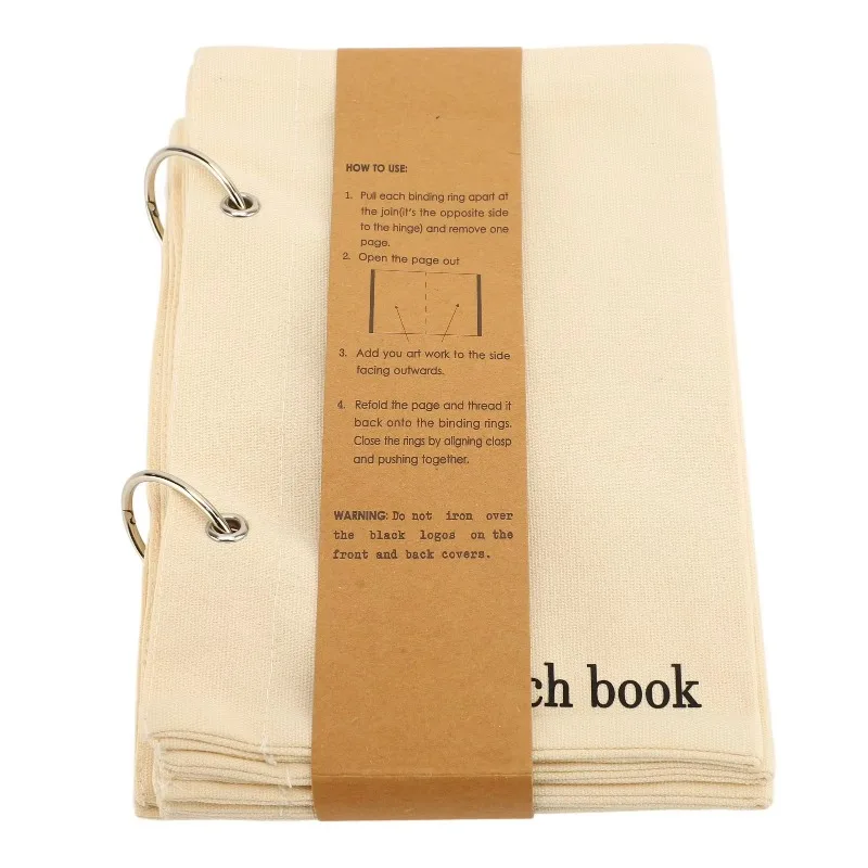 Blank Fabric Sketchbook Linen Folding Portable Travel Journal Fabric Planner Notebook Stitchbook for Drawing Writing Stitchbook