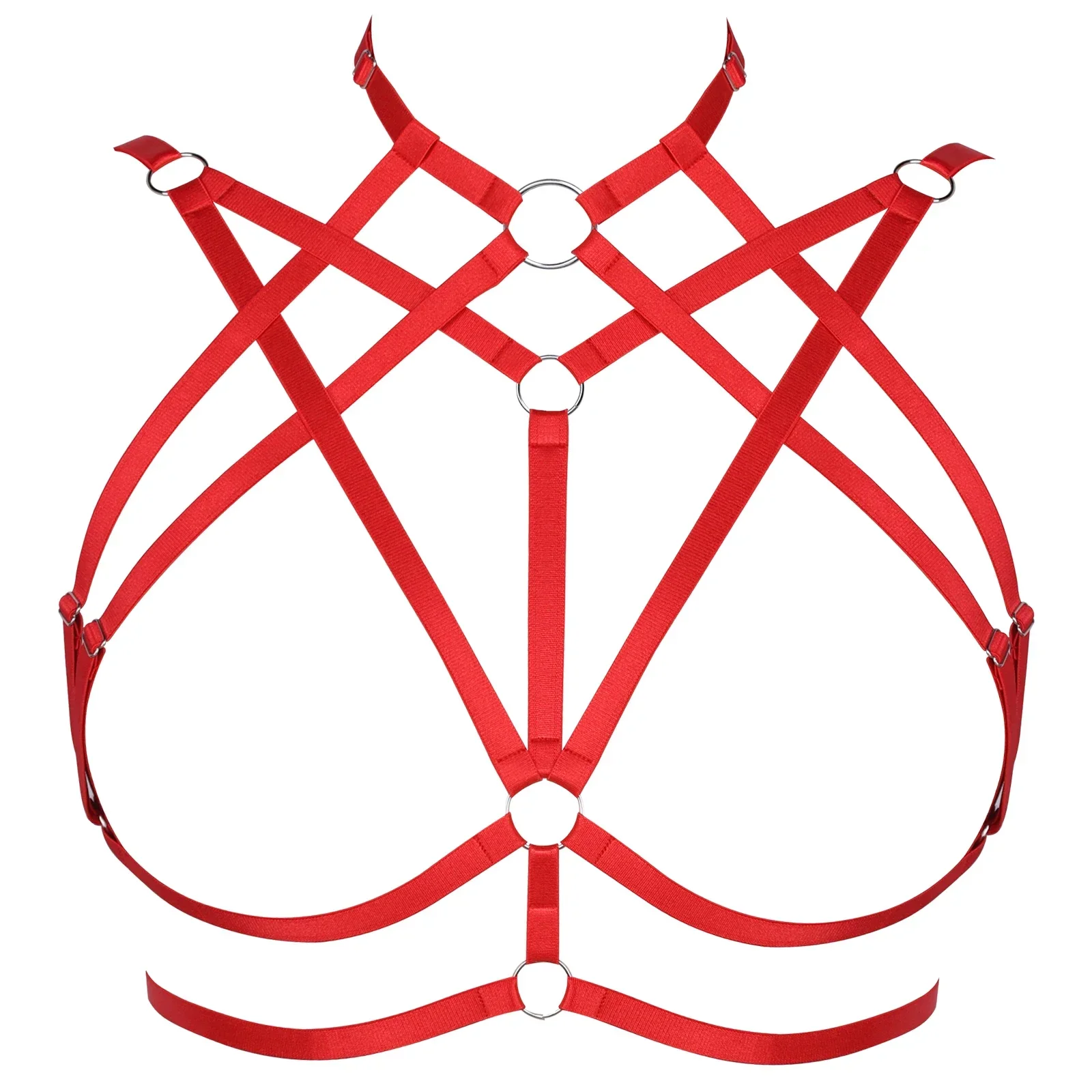 Women Plus Size Punk Body Cage Bra Elastic Harness Pole Dance Open Chest Bra Bondage Hollow Body Chain Sexy Lingerie