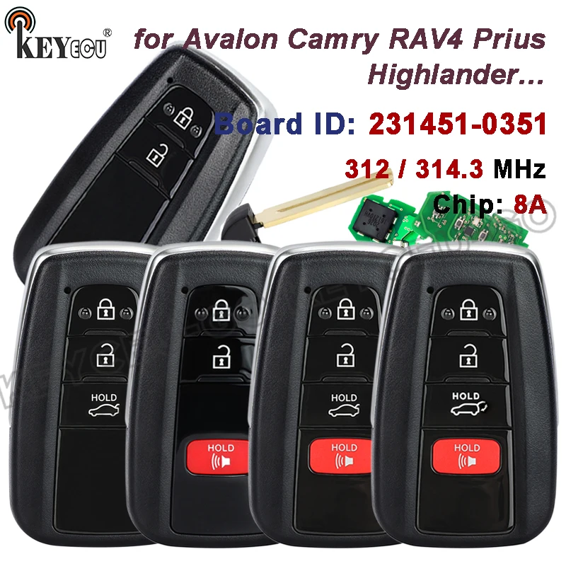 

KEYECU 314.3MHz 8A Chip HYQ14FLA Board ID: 231451-3450 for Toyota Prius Prius RAV4 4Runner Mirai 2018-2024 Smart Remote Key Fob