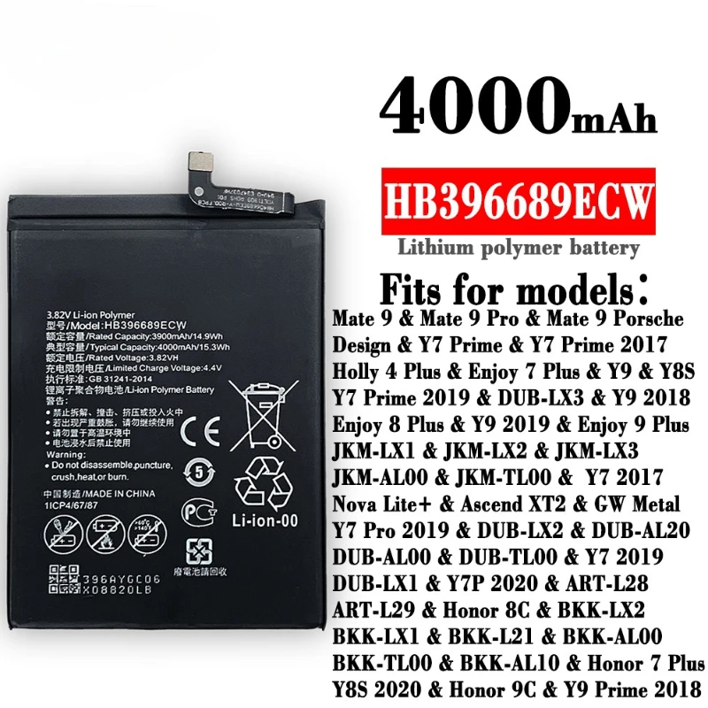 Battery for Huawei Mate Nova Honor P9 P10 P20 20 5C 5A 5X 6A 6C 7X 7A G7 8 8X 8A 8C G9 9 Y9 9i G10 10 2 2i 3 4 Plus Pro Lite