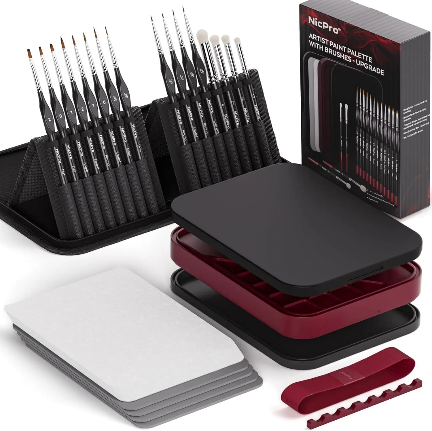 

Professional Miniature Painting Kit, Stay Wet Palette & 16PCS Detail Paint Brushes Drybrush with Nylon Bag, 100PCS Palle