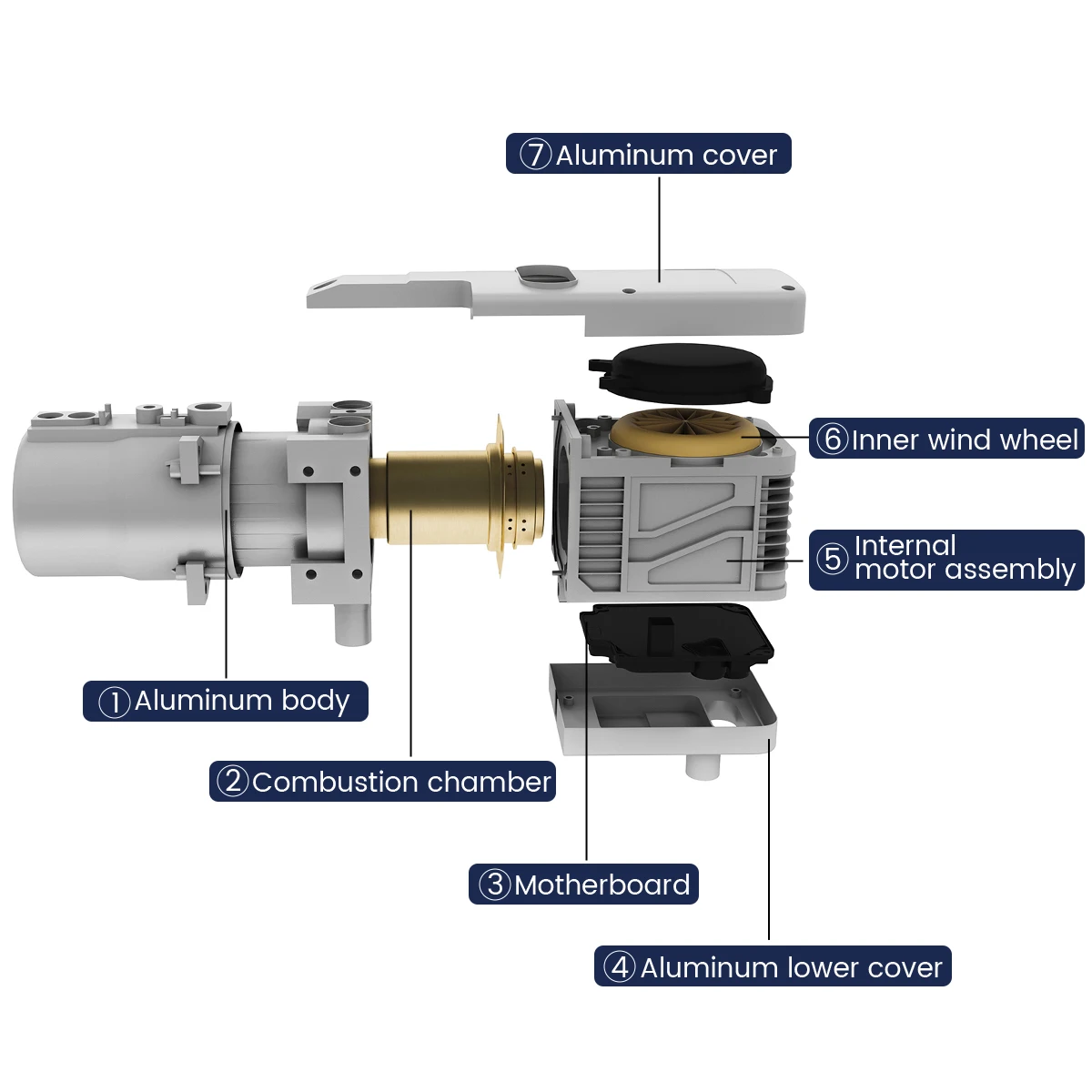 Hcalory-calentador de aire de gasolina universal, dispositivo con Control remoto para teléfono móvil, 12V, 5KW, gasolina, para camiones de Motor