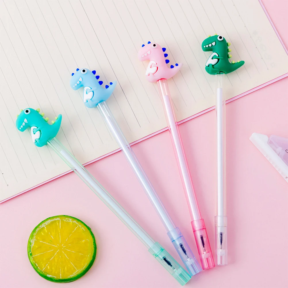 12pcs Neutral Pens Dinosaur Adorable Fun Multi function Kawaii Portable Animal Student Accessory Smooth Writing Practical Gift