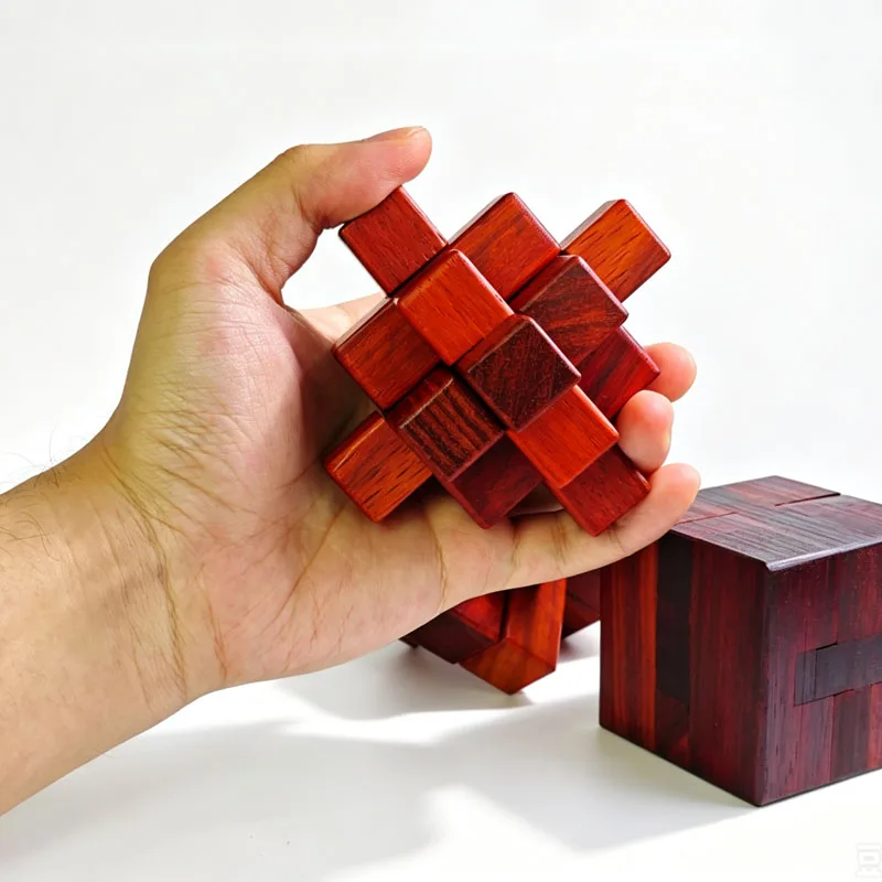 High Quality Wooden Toys Lu Ban Lock Puzzle Brain Teaser Unlock Interlocking IQ Logic Challenging Educational Gifts For Adults