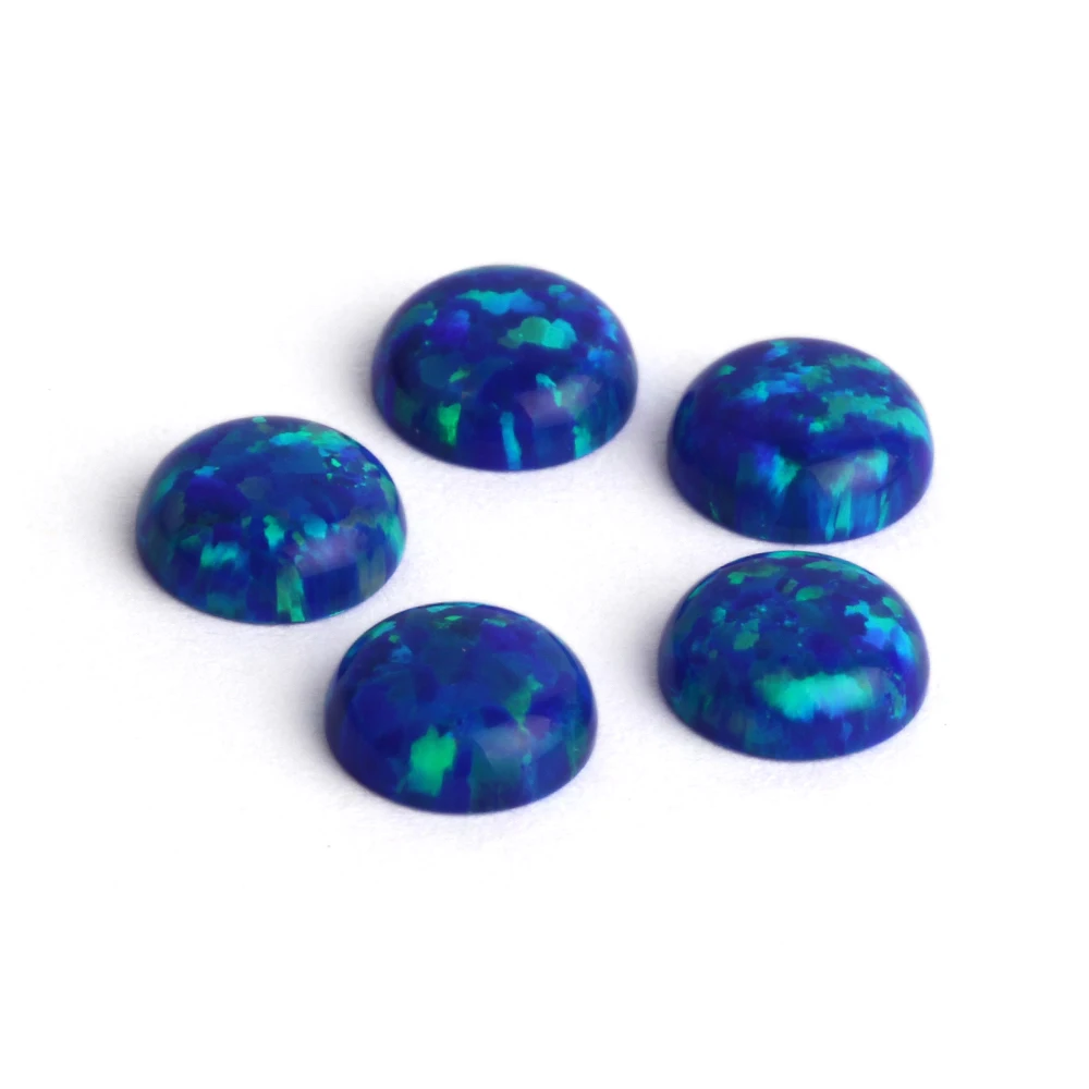 20/50 Pieces Blue Fire Opal Beads for Crafting Synthetic Resin Opal Round Flat Back Stones for Jewelry Making