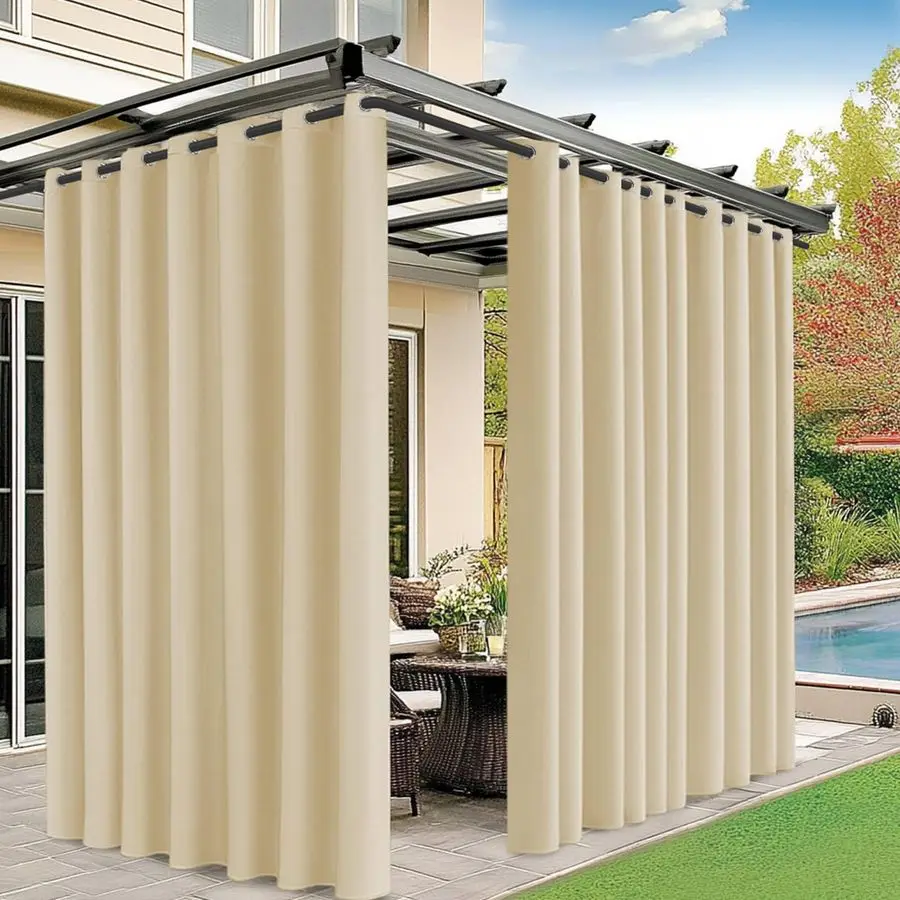 

Curtains for Patio Waterproof, 150W x 108L Inch Heavy Gazebo Curtains for Outdoor Patio, Porch, Sunlight, Outdoor Blackout Curta