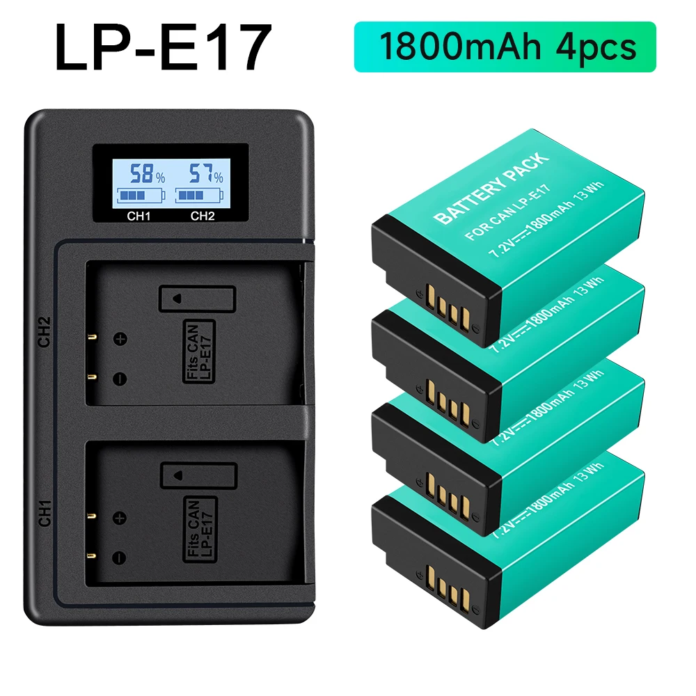 PALO LP E17 LP-E17 Battery + LCD USB Dual Charger for Canon EOS 250D 200D M3 M6 750D 760D T6i T6s 800D 8000D Kiss X8i Cameras