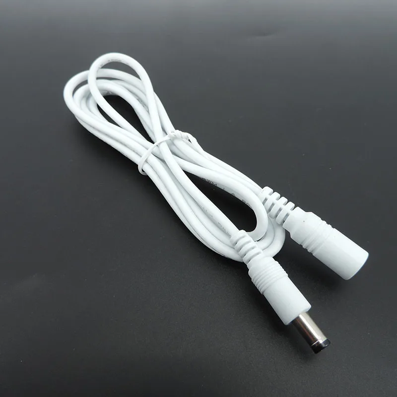 DC fonte de alimentação macho para fêmea conector cabo, cabo de extensão, adaptador, branco, preto, 20 AWG, 22AWG, 5.5mm x 2.1mm, 10x1 1.5 m, 5 m