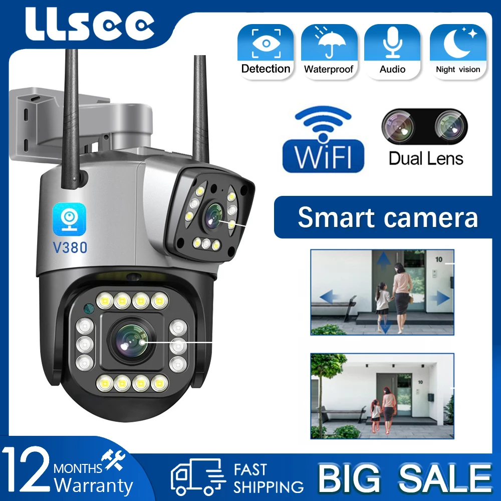 

LLSEE V380 Pro 8MP 4K Outdoor WIFI Security IP Monitoring Camera IP66 Waterproof Night Vision Smart Phone Monitoring CCTV Camera