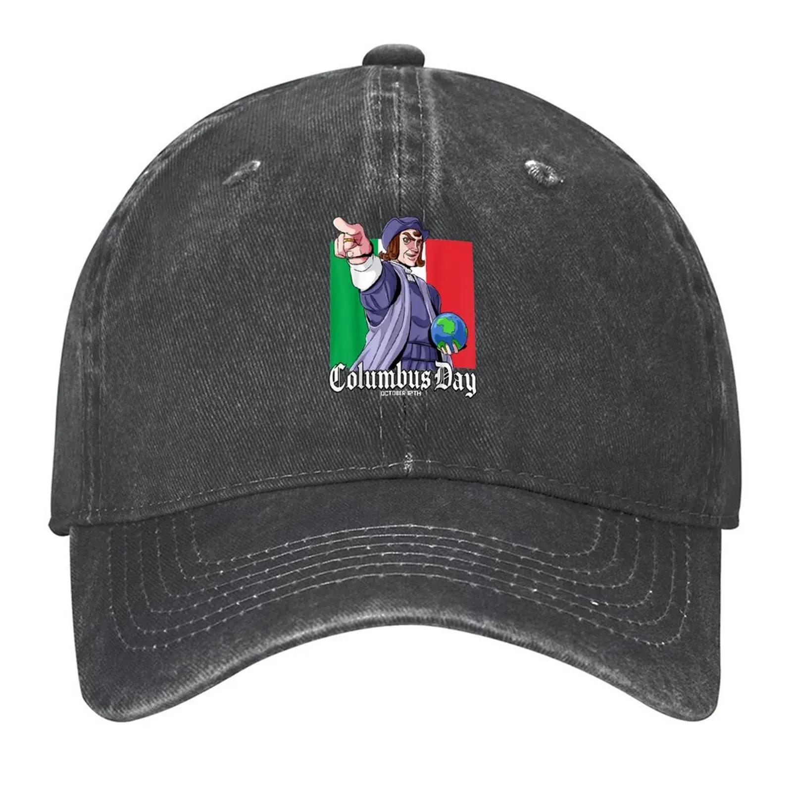 Happy Columbus Day - Christopher Columbus Gorra de béisbol italiana Bolsa de playa Sombrero de lujo Sombrero lindo Hombre para el sol Mujer Hombre