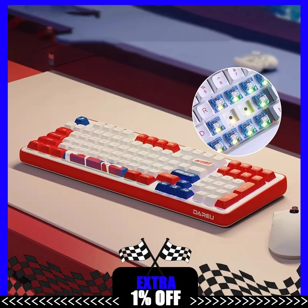 DAREU A98 Mechanical Keyboard Ceramic Keycap Three Mods Low Delay RGB Gaming Keyboard Gasket Hot Swap Pc Accessories Gifts