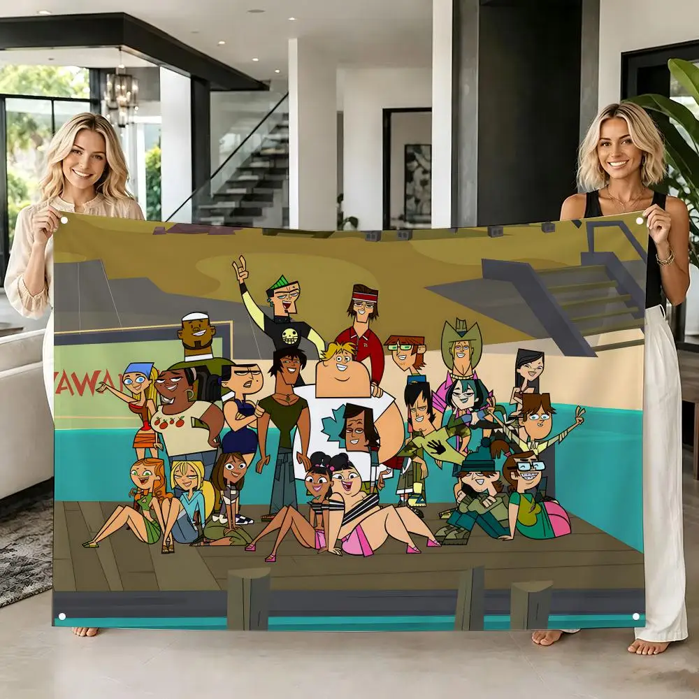 Comedy Cartoon T-Total Drama Flags Tapestry Creative Pattern Photo Living Room Wall Art Party Outdoor Decor