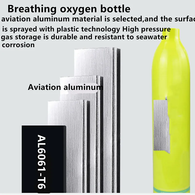 Mini bombola per immersioni subacquee Cilindro per immersione con capacità di 5-10 minuti Capacità di 0,5 litri con design ricaricabile QDWETS