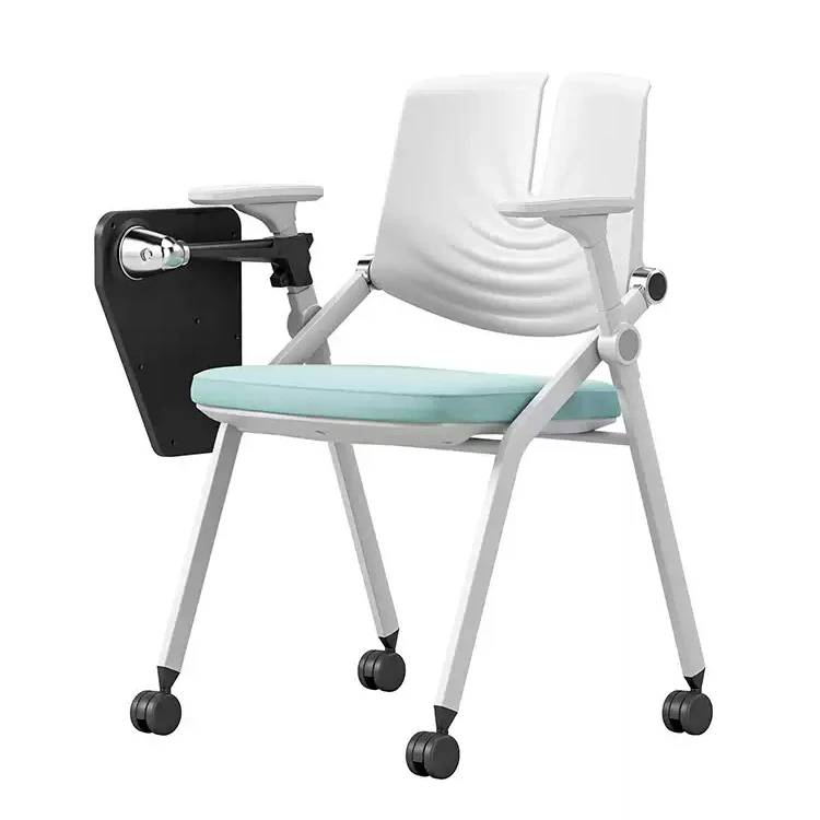 # Office Conference Room Mesh Plastic Adjustable Folding Armrest Meeting Study Writing Pad Tablet Training Chair