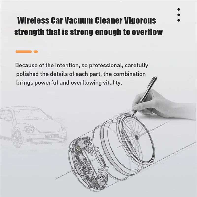 HOT 80000Pa Car Vacuum Cleaner Wireless Charging Compressed Air Handheld High-Power with HEPA Filter for Home Office Car -B
