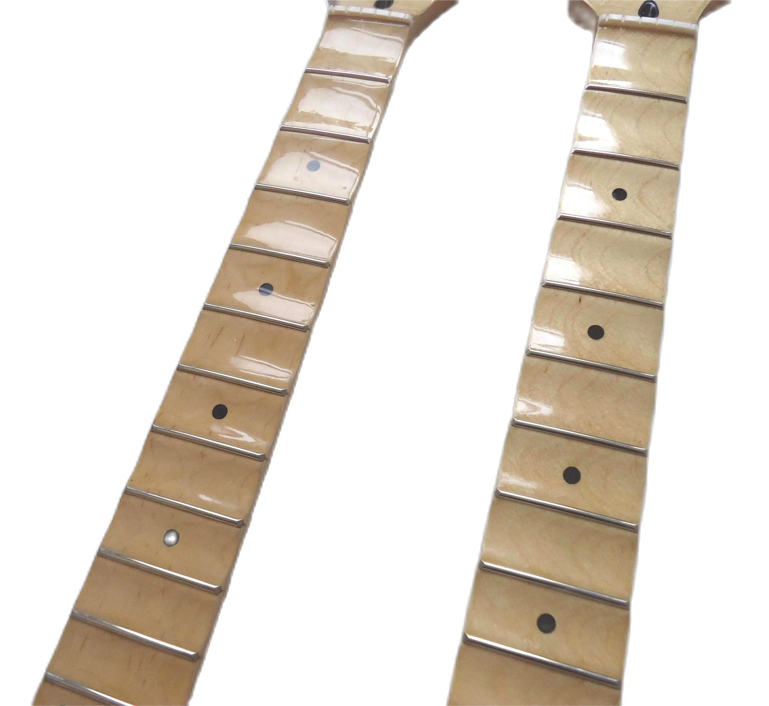 22-Fret ST Style Electric Guitar Neck Classic Black Dots Inlay Canadian Maple Wood Color(1pc, Free Logo Service)