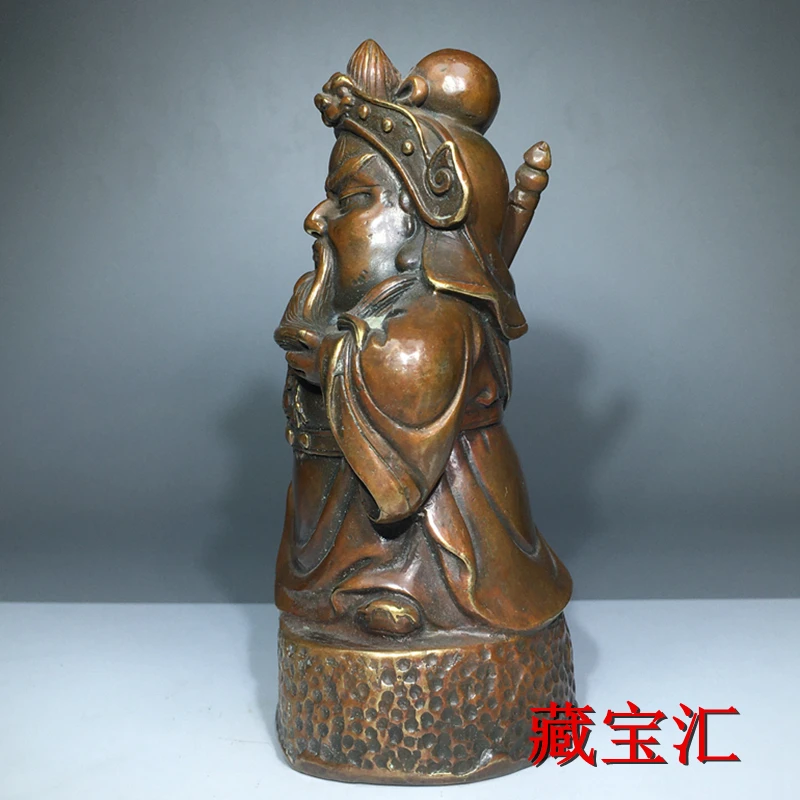 Rural Return Old Pure Copper Solid Carved Five Tiger Generals Guan Erye Stereoscopic Bronze Statue Desktop and Living Room