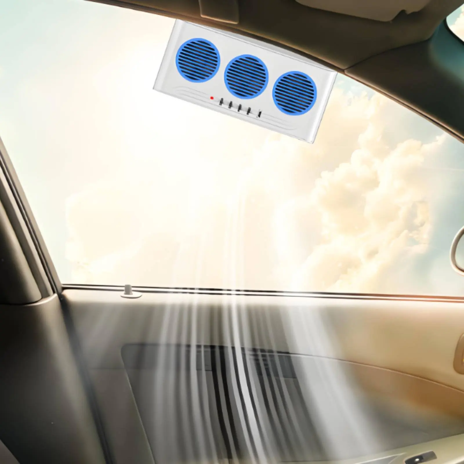 Car Window Exhaust Fan Emergency Warning Flare Solar Car Fan for Summer