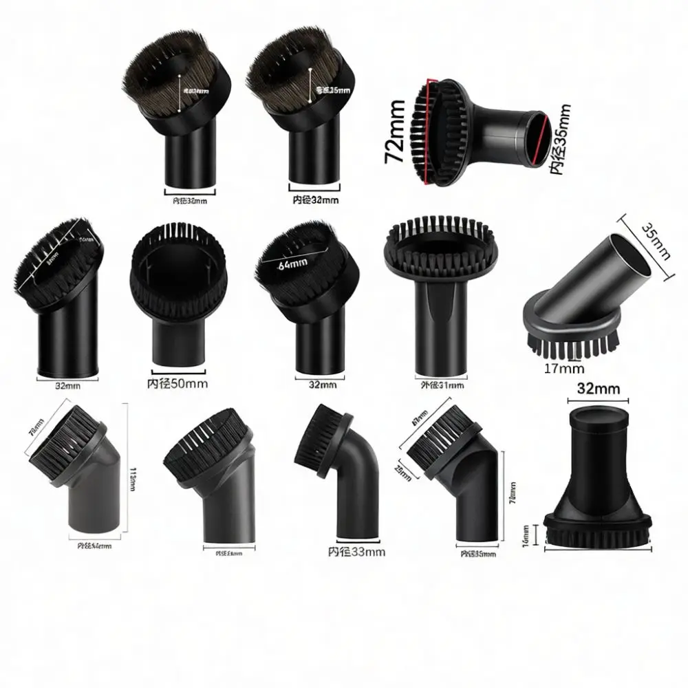 High Quality Horse Hair Round Brush For Vacuum Cleaner Attachment For Dusting Furniture Interior Cleaning Spare Parts