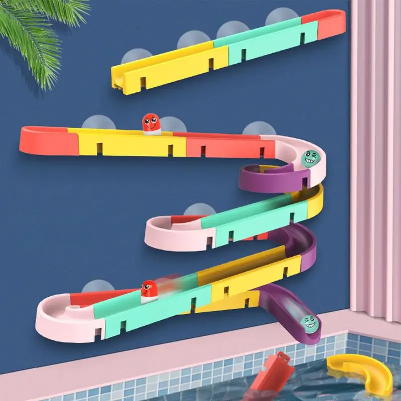 Bath Toy Slide Wall Bath Tub Toys Ball Track Shower Water Slide Wall Bathtub Toys DIY Track Water Slide Bath Toys for Kids Ages