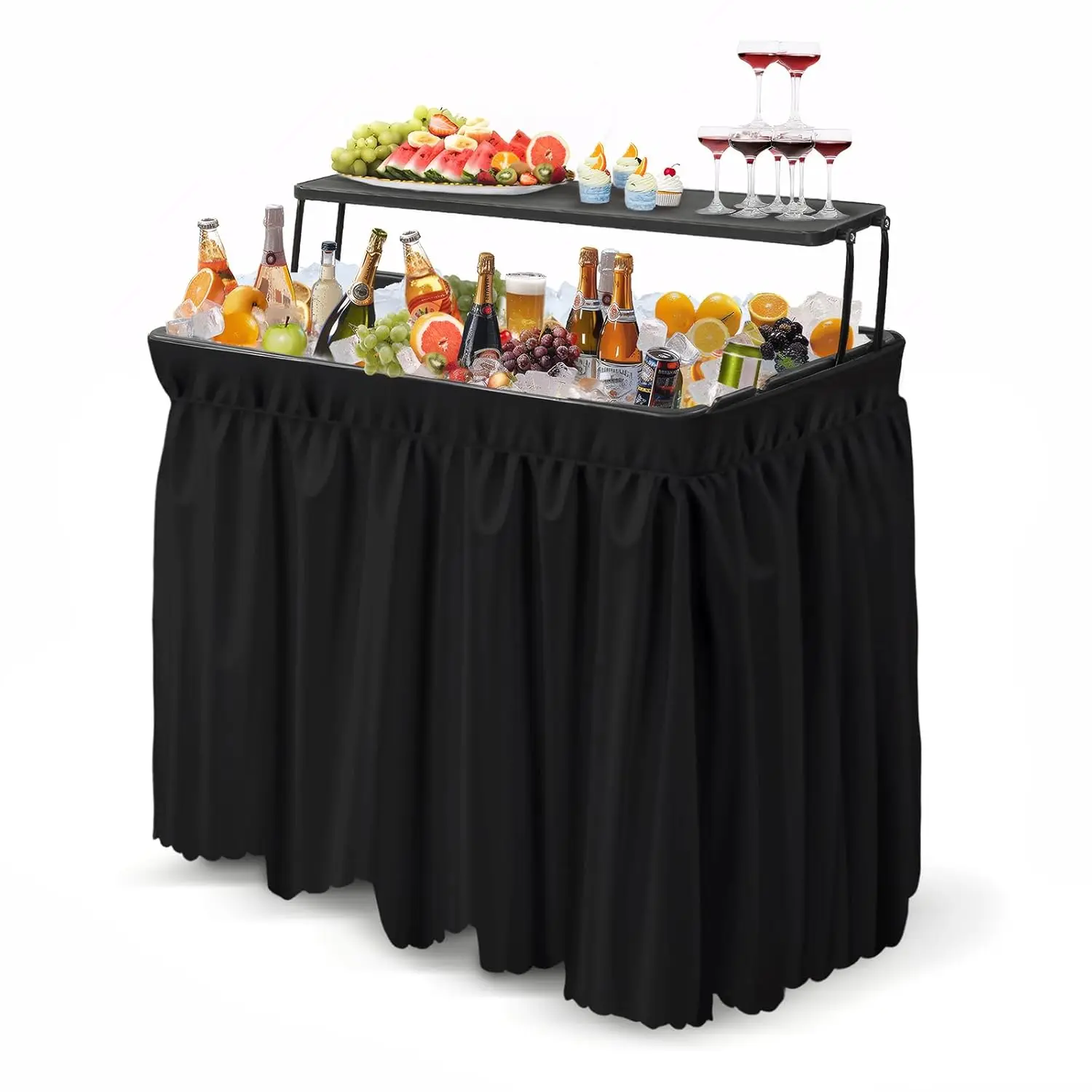 

Portable Cooler Table with Shelf, Alloy Steel Frame, Outdoor Patio Party Use, 4ft, Customized