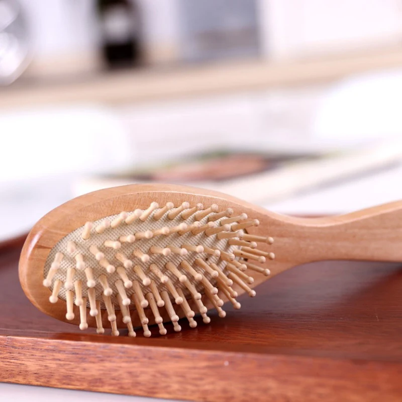 Wood Comb Professional Healthy Paddle Cushion Hair Loss Massage Brush Hairbrush Comb Scalp Hair Care Healthy Bamboo Comb 1 Piece