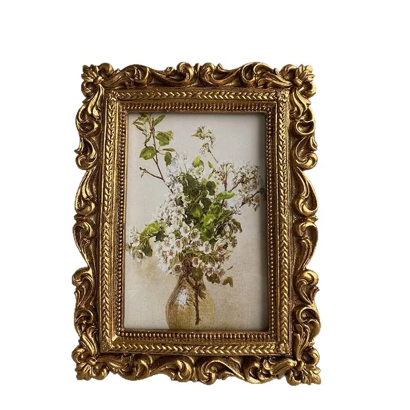 Mutihome Room Deco European Carved Picture Frame Gold French Living Room Background Wall Decoration Painting Resin Photo Frames