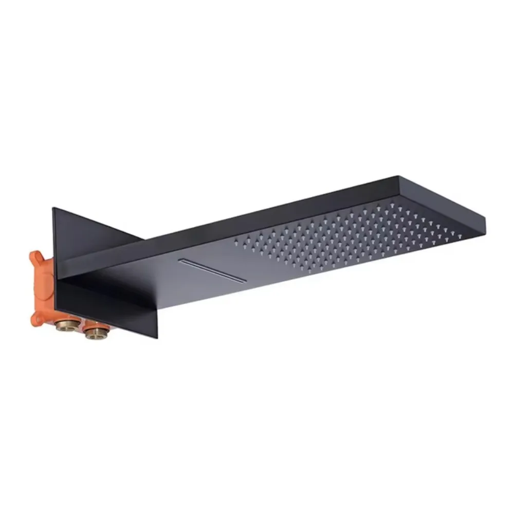 Modern black brass rain rectangle shower rose dual function bathroom faucet accessory