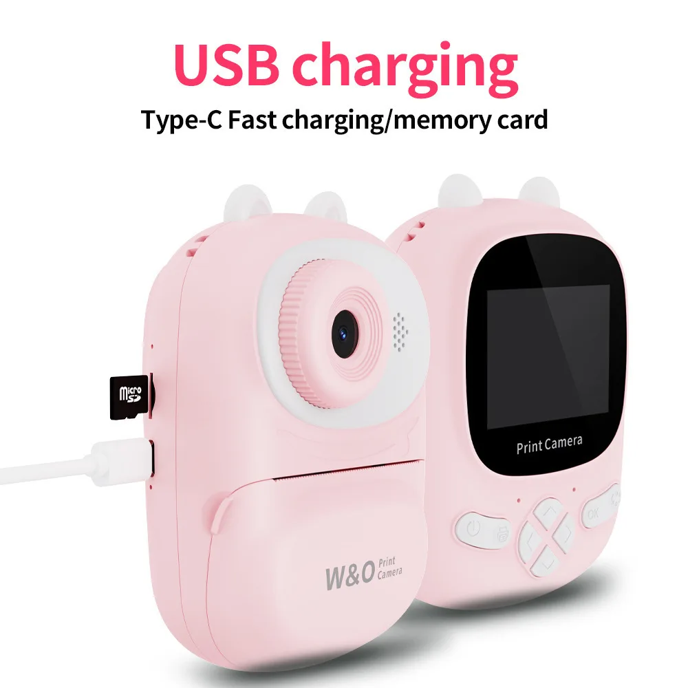 New Kids Print Camera Outdoor Photo Portable Thermal Paper Instant Print HD Video Digital Mini Camera