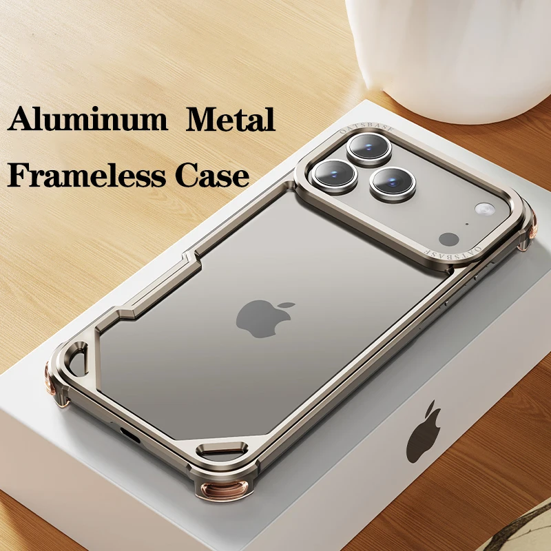 Eary Frameless Case for iPhone 18 17 Pro Max Air for Magsafe Metal Shockproof Protective Phone Cover Aluminum Anti-Drop Bumper