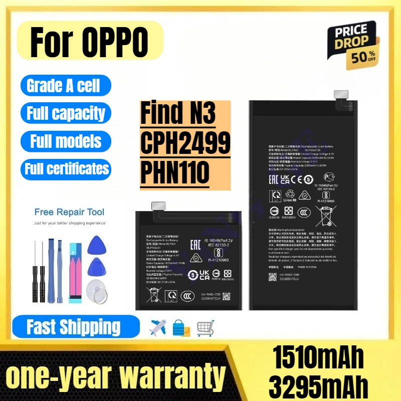 

BLPA01/BLPA03 for OPPO Find N3/CPH2499/PHN110 Phone Battery High Quality High Capacity Replacement Bateria Grade A Cell Tools