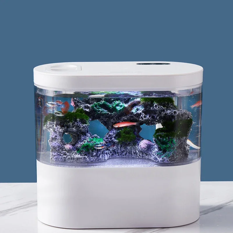 Fish Tank Aquarium Ecological Desktop Landscape Design Creative Self Circulating Biochemical Filtration Mini Fish Tank