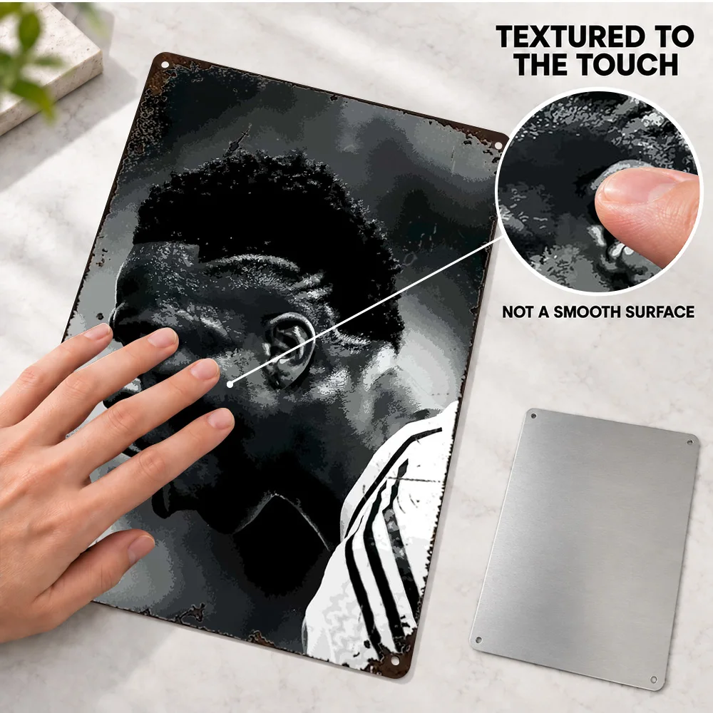 Vinicius Jr Textured Metal Poster Customized Aluminum Sign Vector Portrait Illustration Wall Art For Living Room Soccer Fan Gift