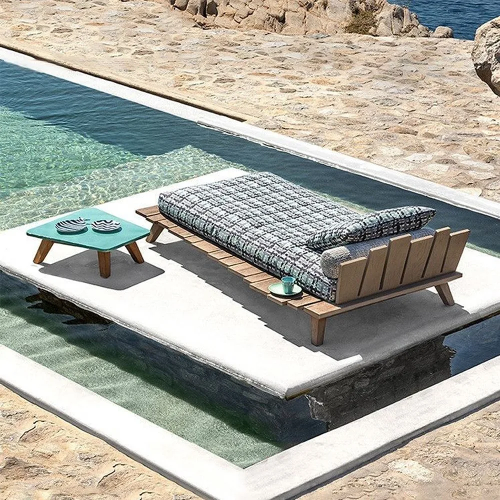 wood bed villa courtyard garden bed and breakfast outdoor preservative wood deck chair hotel swimming pool beach bed