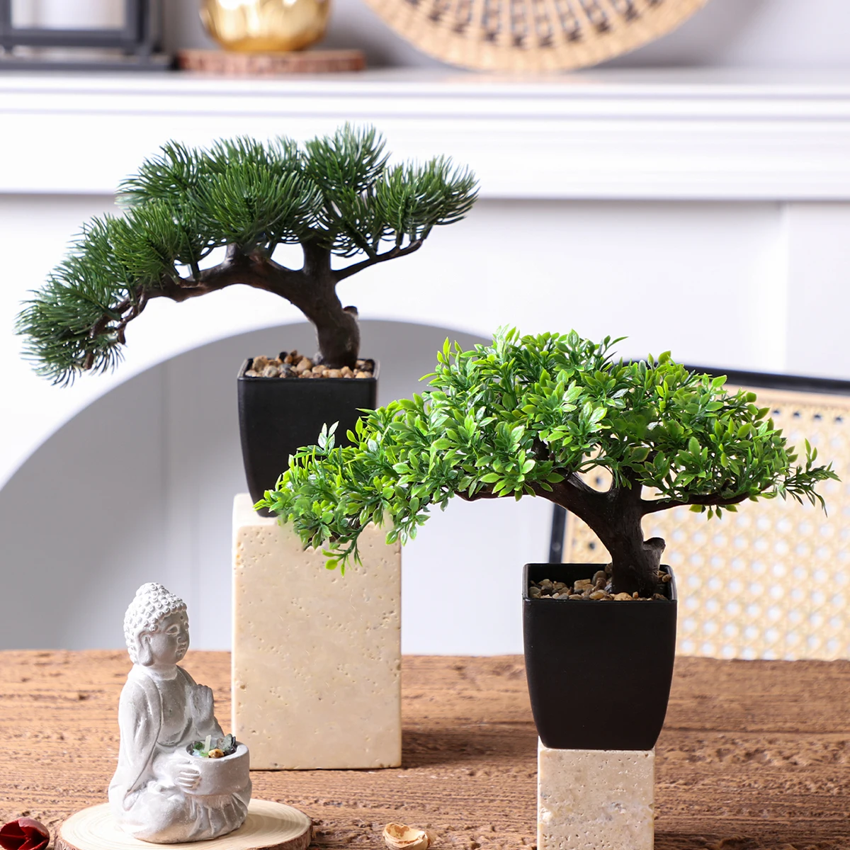 XIYA شجرة إبرة صنوبر صناعية ، زخارف شجرة بونساي صغيرة ، مادة PP & PE ، بونساي زن ، ديكور حديقة #1