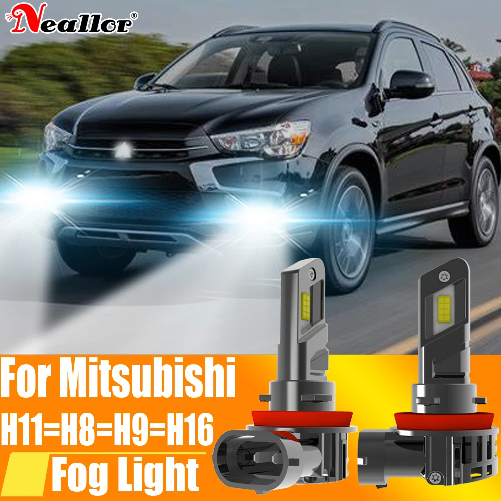 2pcs H11 H8 Led Fog Lights Headlight Canbus H16 H9 Car Bulb Driving Running Lamp 12v 55w For Mitsubishi Outlander Pajero Lancer